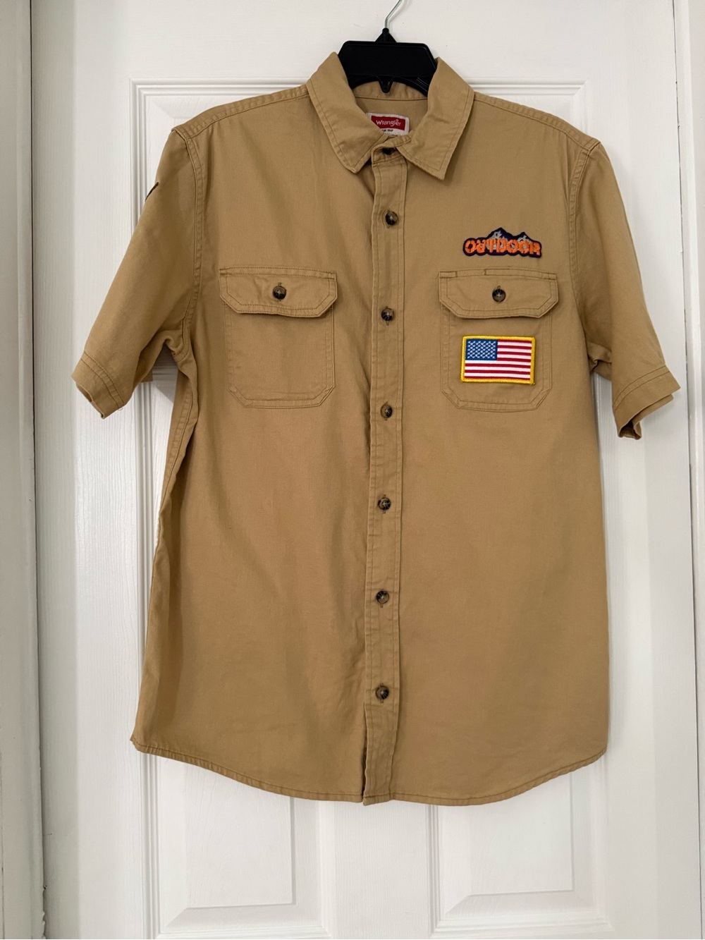 Wrangler Men’s Short Sleeve Button-Down Shirt - Tan